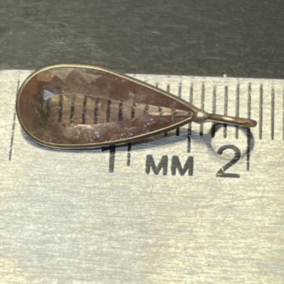 2.5CT Natural Light Olive Taupe Tourmaline in Solid 14K YG Pendant Charm 20x10mm - Picture 5 of 5